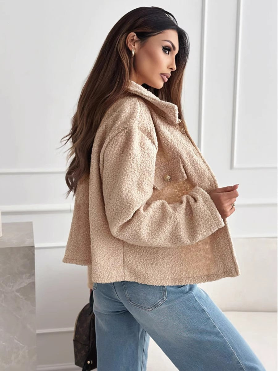 Damen kuschelige Teddyjacke mit modernem Schnitt und großen Taschen R&B