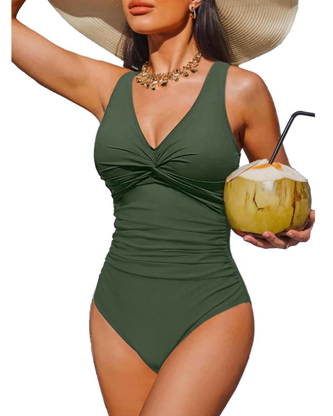 Damen Eleganter Einteiler Badeanzug mit modischem Twist R&B