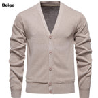 Herren kuschelige Strickjacke mit V-Ausschnitt und Knopfleiste R&B