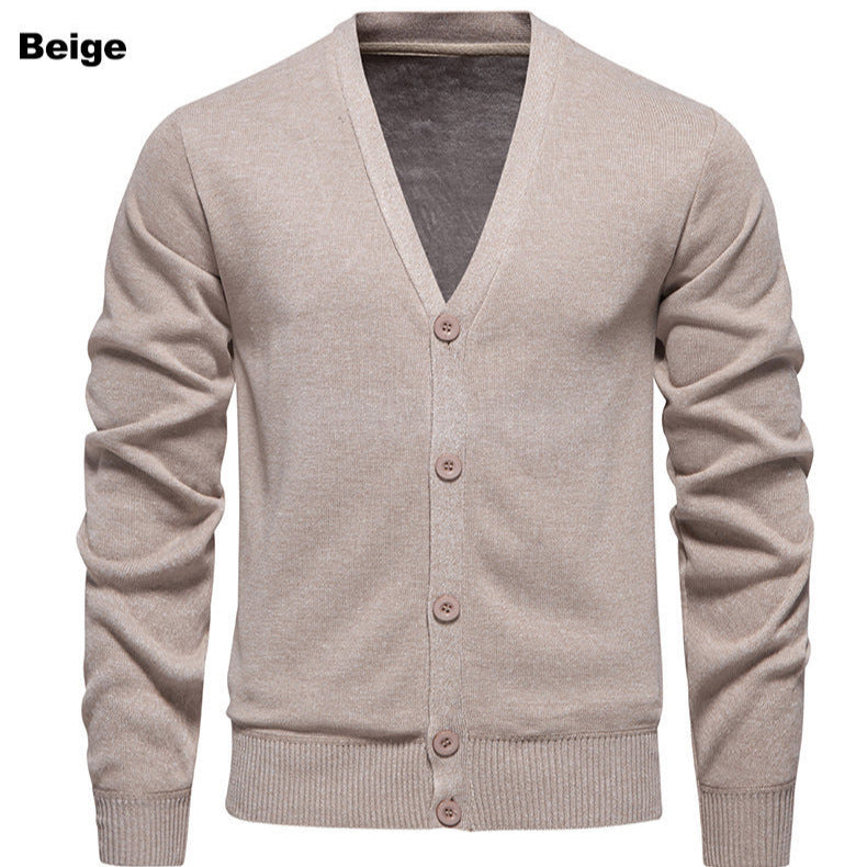 Herren kuschelige Strickjacke mit V-Ausschnitt und Knopfleiste R&B