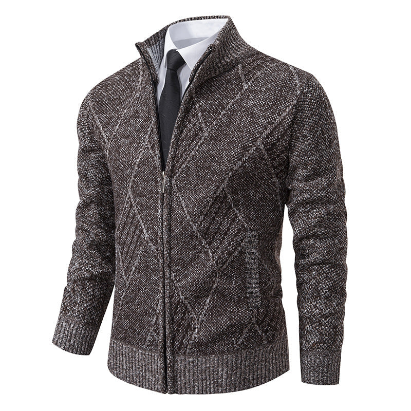 Herren Grobstrickjacke mit dekorativem Zipper und praktischen Taschen