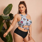 Damen Crop-Bikini-Oberteil mit modischem Bindedesign R&B