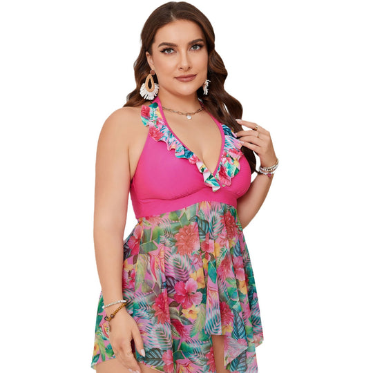 Damen Strandkleid mit floralem Überwurf R&B
