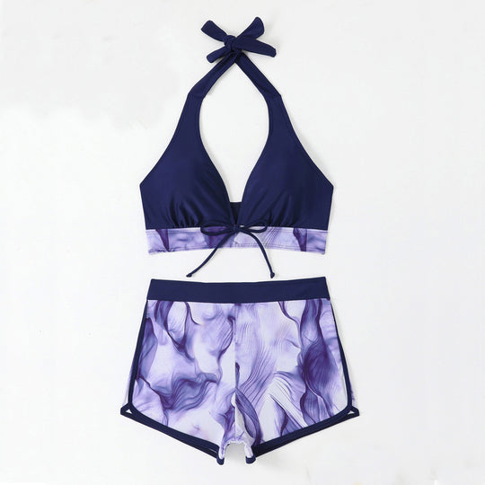 Damen Sportliches Bikini-Set mit tiefem V-Ausschnitt und komfortablen Shorts R&B