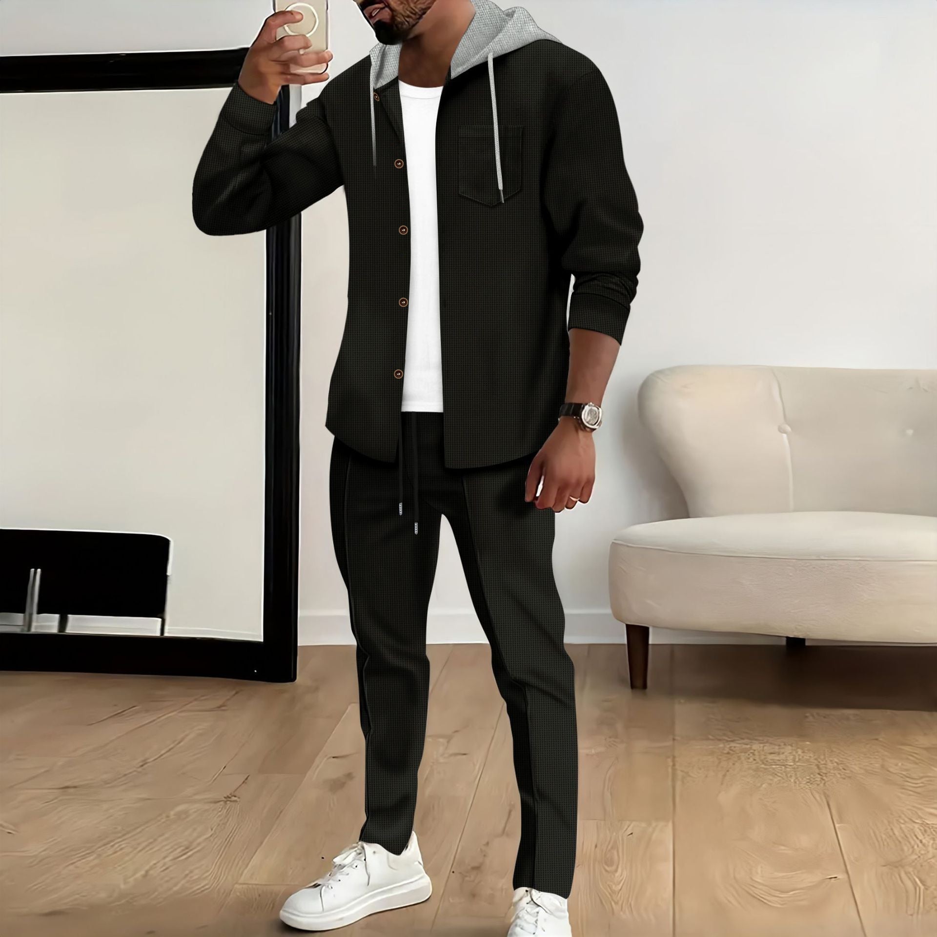 Herren Freizeit Kombination mit Kapuze R&B