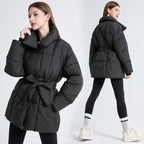 Damen Wattierte Jacke mit Gürtel und eleganter Kragenform R&B