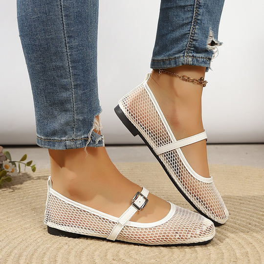Damen Ballerina mit dekorativem Netzdesign R&B