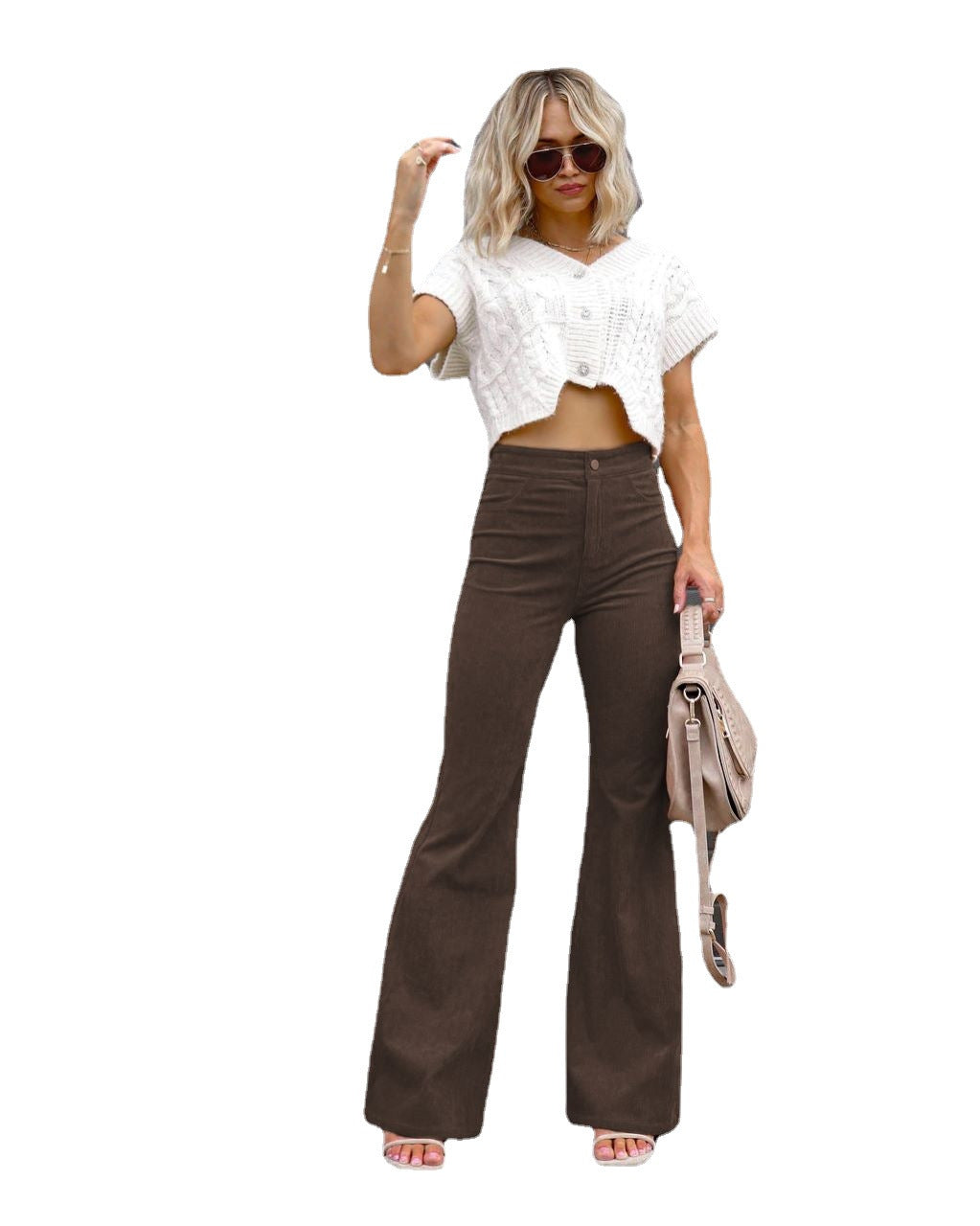 Damen Modische Hochbund-Flared-Jeans R&B