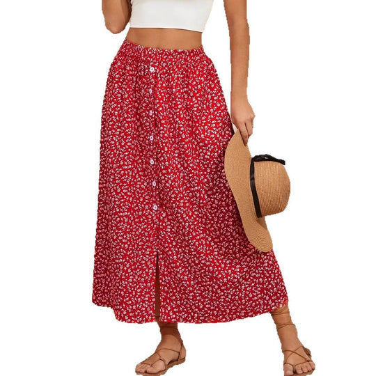 Damen Maxirock mit floralem Design und hohem Schlitz R&B