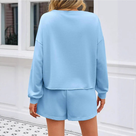 Damen nan perlenbesetztes Sweat-Set mit überschnittenem Pullover und ausgestelltem Minirock R&B