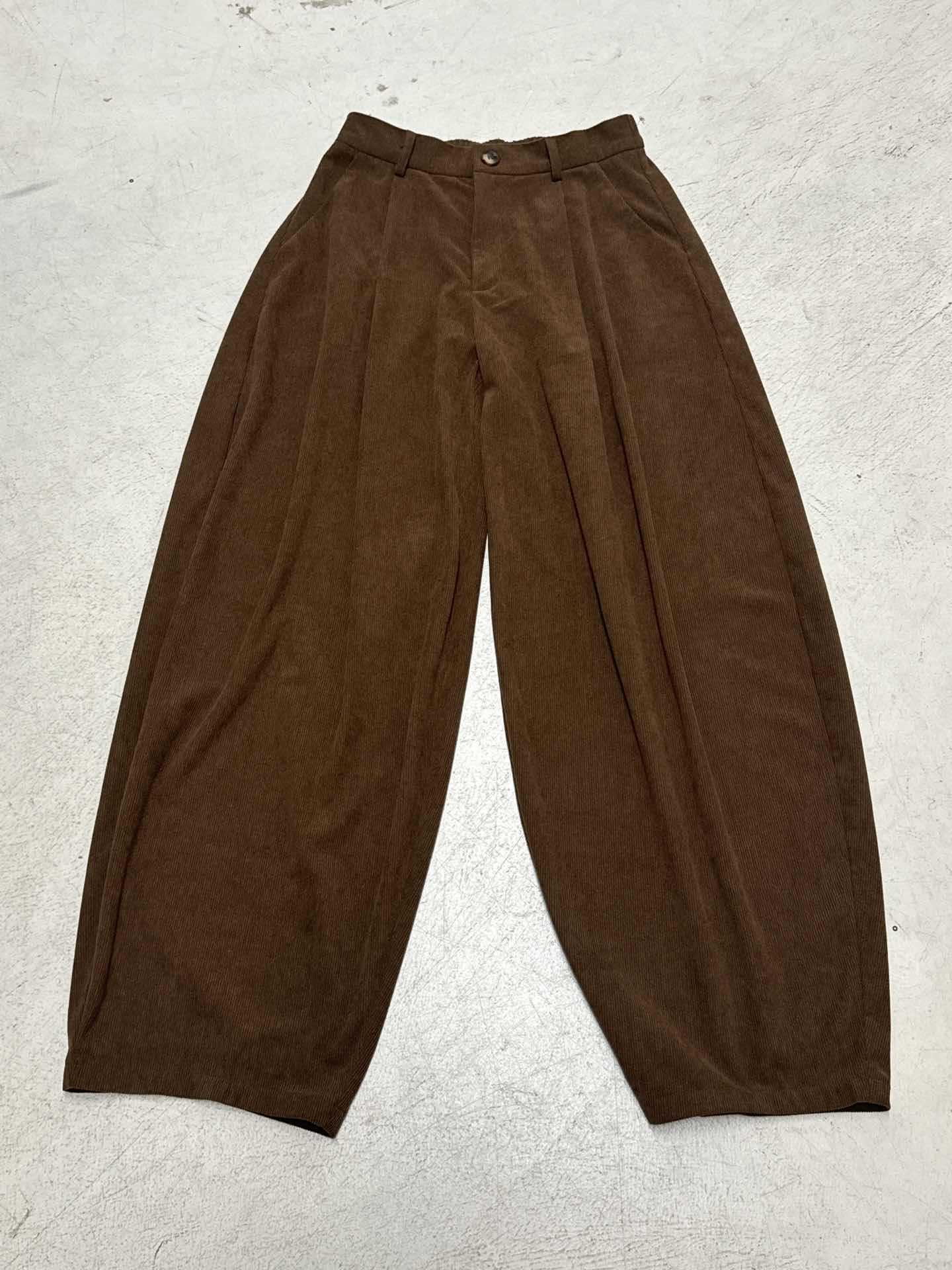 Damen weite Cordhose mit Falten R&B