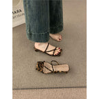 Damen elegante flache Sandalen mit kreativen Leopardenmuster R&B