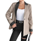 Damen Blazer mit eleganter Satin-Oberfläche und kontrastierenden Besätzen R&B