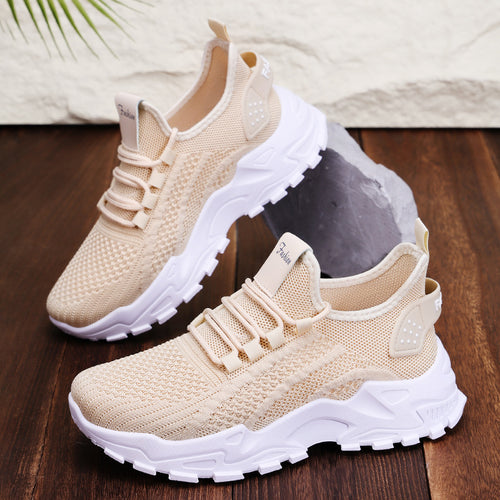 Damen Atmungsaktive Fitness Sneakers mit flexiblem Strickoberteil und rutschfester Sohle R&B