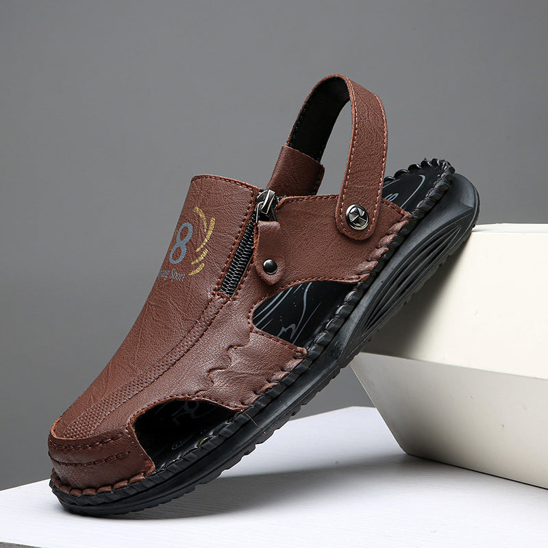 Herren orthopädische Leder-Sandalen mit verstellbarem Riemensystem R&B