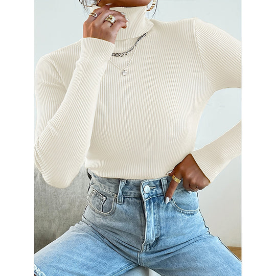 Damen Rollkragenpullover mit modernem Rippdesign R&B