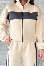 Damen Sportliches Loungewear-Set mit hohem Kragen und Reißverschluss R&B