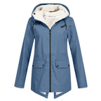 Damen wetterfeste und gefütterte Regenjacke mit verstellbarem Kapuzenkragen R&B