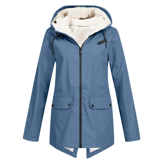 Damen wetterfeste und gefütterte Regenjacke mit verstellbarem Kapuzenkragen R&B