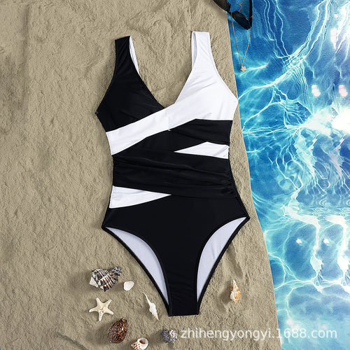 Damen Einteiliger Badeanzug mit raffiniertem Wickeldesign R&B