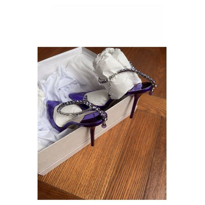 Damen elegante High Heel Sandalen mit glamourösen Strassverzierungen R&B