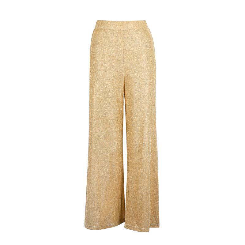 Damen Elegante weite Hose im funkelnden Metallic-Look R&B
