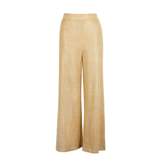 Damen Elegante weite Hose im funkelnden Metallic-Look R&B