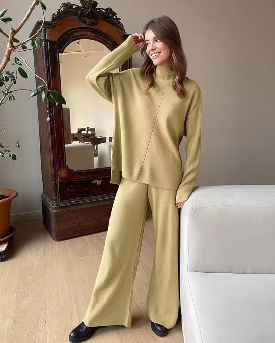Damen Set aus gemütlichem Oversized-Pullover und lässiger Stoffhose R&B