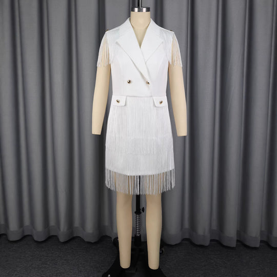 Damen Fransen-Kleid im eleganten Blazer-Stil R&B