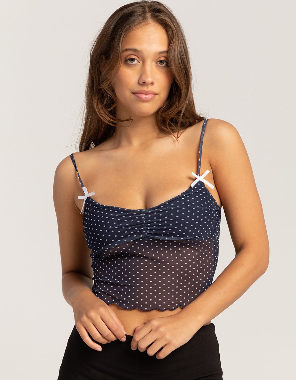 Damen gepunktetes Crop-Top mit verstellbaren Trägern R&B