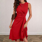 Damen Elegantes Wickelkleid mit asymmetrischem Saum und gerafften Details R&B