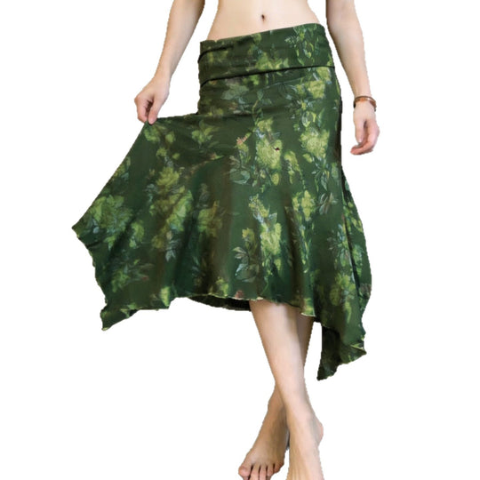 Damen asymmetrischer Wickelrock mit floralem Design und elastischem Bund R&B