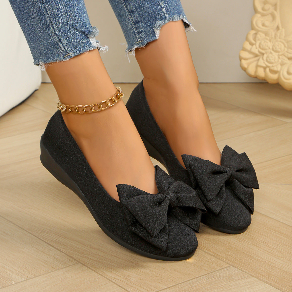 Damen elegante Ballerinas mit stilvoller Blumenapplikation R&B