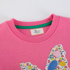 Mädchen Sweatshirt mit zauberhaftem Einhorn-Design und bunten Blumenapplikationen R&B