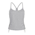 Damen lässiges Sporttop mit verstellbaren Trägern und dekorativem Detail R&B