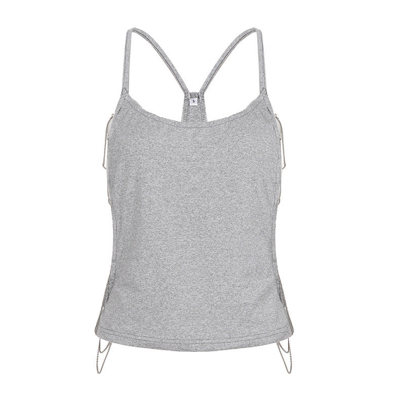 Damen lässiges Sporttop mit verstellbaren Trägern und dekorativem Detail R&B
