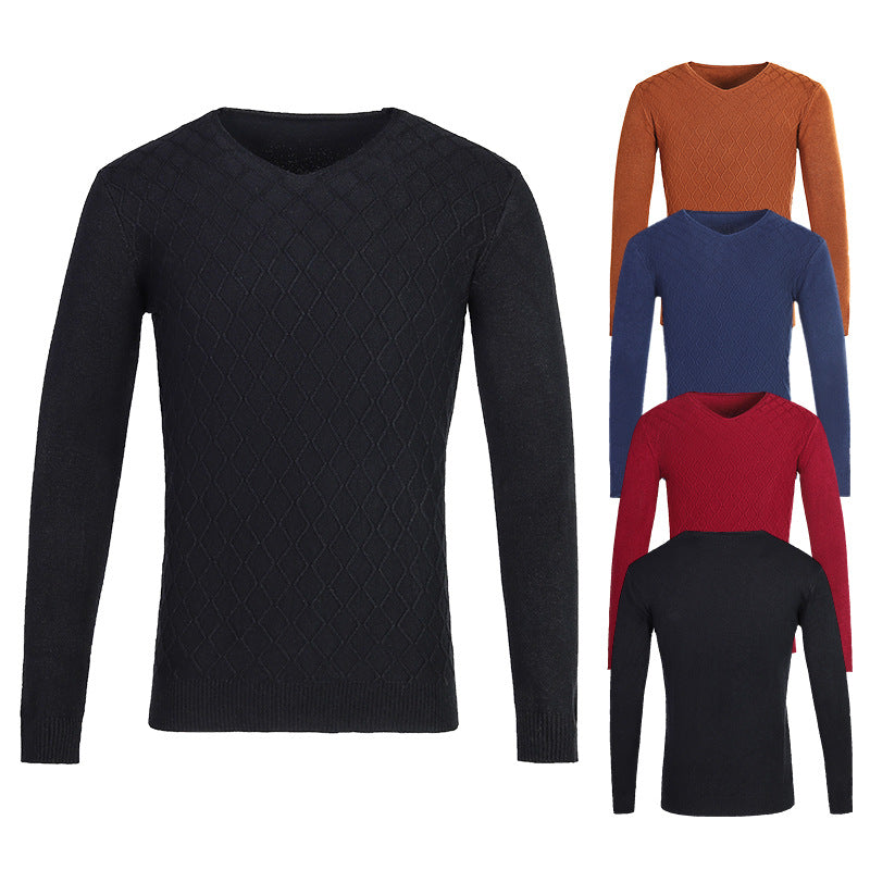 Herren V-Ausschnitt Pullover mit Strukturmuster R&B