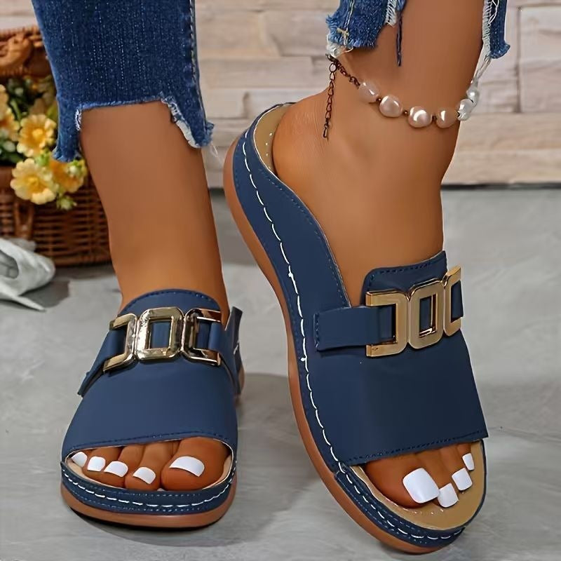 Damen Modische Pantoletten mit elegantem Schmuckdetail R&B