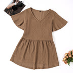 Damen Schickes V-Ausschnitt Kleid R&B