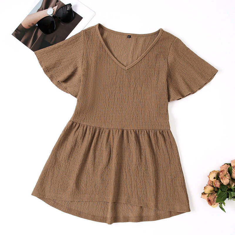 Damen Schickes V-Ausschnitt Kleid R&B