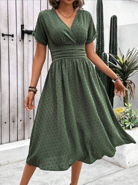 Damen Midikleid mit V-Ausschnitt und Taillenakzent R&B
