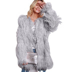 Damen Furry Teddyjacke mit modernem Schnitt und langem Fell R&B