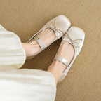 Damen Ballerinas mit verstellbarem Riemen und elegantem Schleifendesign