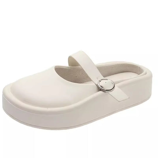 Damen Stylish Plateau-Pantoletten mit verstellbarem Riemen und komfortabler Sohle R&B
