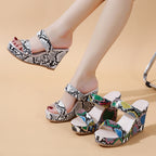 Damen Wedge-Sandalen mit modischem Schlangenleder-Design R&B