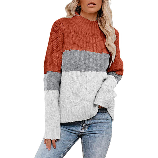 Damen Grobstrickpullover mit modernem Blockdesign R&B