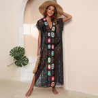Damen Häkel-Kaftan mit fröhlichen Blumenmotiven R&B