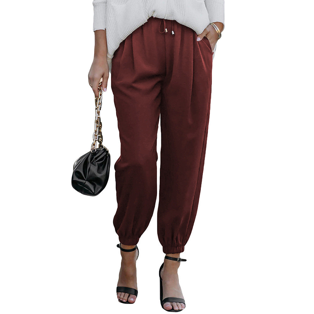 Damen Lässige Freizeithose mit Elastischem Bund und Praktischen Taschen R&B