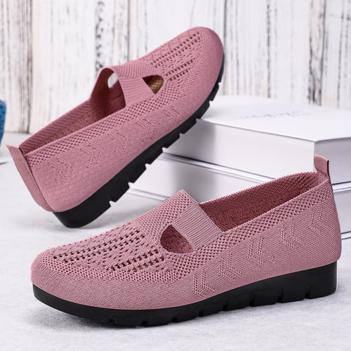 Damen Bequeme Slip-On Freizeitschuhe mit atmungsaktivem Strickdesign R&B