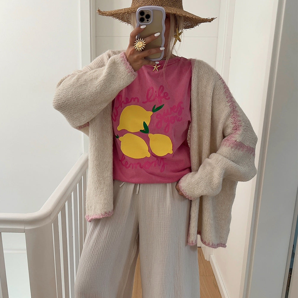 Damen gemütliche Strickjacke mit weichem Garn und offener Schnittführung R&B